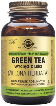 SOLGAR, Green Tea, wyciąg z liści, 60 kapsułek