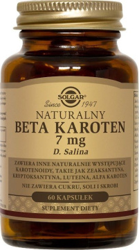 SOLGAR Naturalny Beta Karoten, 7 mg, 60 kapsułek