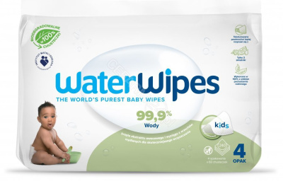 WaterWipes BIO Kids Soapberry, chusteczki nasączane wodą z dodatkiem orzechów mydlanych, czteropak, 4 x 60 sztuk