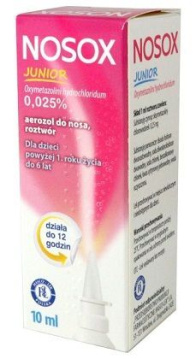 Nosox Junior 0,025%, aerozol do nosa, dla dzieci powyżej 1 roku życia, 10ml