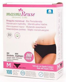 Masmi Organic Care, majtki menstruacyjne, rozmiar M (40/42), czarne, 1 sztuka