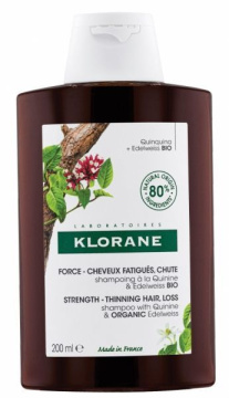 Klorane, szampon do włosów z chininą i organiczną szarotką, 200 ml