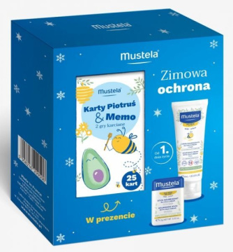 Mustela Zimowa Ochrona promocyjny zestaw - sztyft ochronny z Cold Cream 9,2 g + krem odżywczy z Cold Cream 40 ml + karty Piotruś&Memo