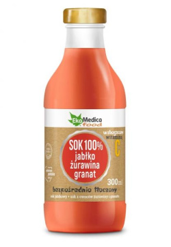 Ekamedica Food Sok 100%, Jabłko Żurawina Granat, 300 ml
