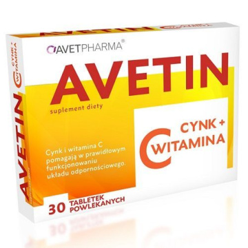 AVETIN Cynk + Witamina C 30 tabletek