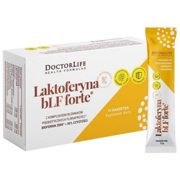DOCTOR LIFE Laktoferyna bLF 100 mg + 4 Prebiotyki + Kolostrum, 15 saszetek
