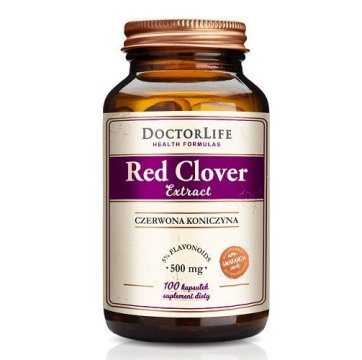 DOCTOR LIFE Red Clover Extract, czerwona koniczyna, 500 mg, 100 kapsułek