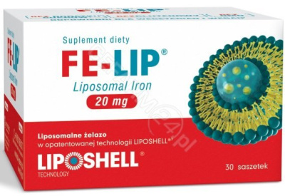 Fe-Lip - liposomalne żelazo 20 mg, 30 saszetek