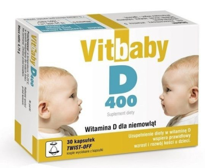VITBABY D Witamina D 400 j.m. dla niemowląt 30 kapsułek twist-off