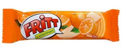 Fritt, guma rozpuszczalna z witaminami, smak pomarańczowy, 3 listki