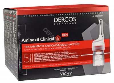 Vichy dercos aminexil clinical 5 kuracja przeciw wypadaniu włosów o kompleksowym działaniu dla mężczyzn, 42 ampułki