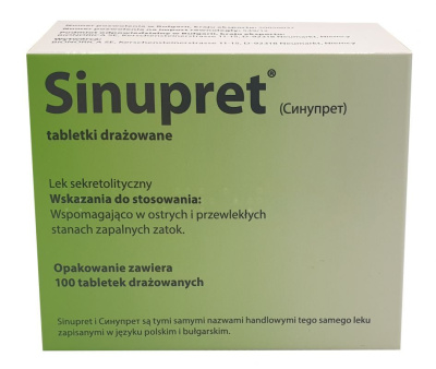 Sinupret, lek złożony, 100 tabletek, IMPORT RÓWNOLEGŁY, Inpharm