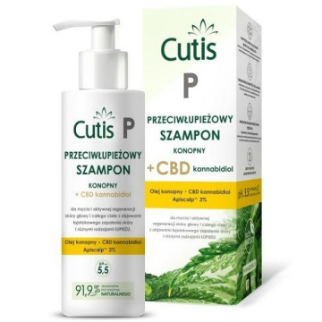 CUTIS P, Przeciwłupieżowy szampon konopny + CBD, 150 ml