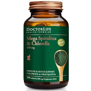 DOCTOR LIFE Mega Spirulina & Chlorella, 200 tabletek