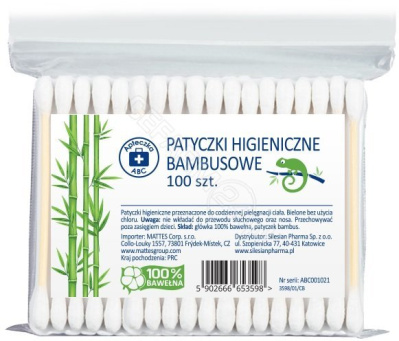 Patyczki higieniczne bambusowe, 100 sztuk (Apteczka ABC)