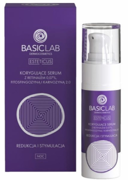 BasicLab Esteticus korygujące serum z retinalem 0,07%,  fitosfingozyną i Karnozyną 2.0 Redukcja i Stymulacja 30 ml