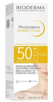Bioderma Photoderm Mineral Fluide, fluid mineralny do skóry wrażliwej i alergicznej SPF50+, 75 g