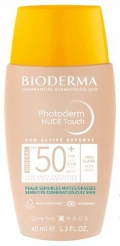 Bioderma Photoderm Nude Touch Mineral SPF50+, podkład mineralny z efektem nude, skóra tłusta i mieszana, odcień bardzo jasny, 40 ml