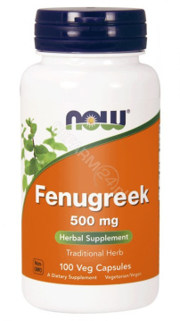 NOW Foods Fenugreek 500 mg, Kozieradka, 100 kapsułek