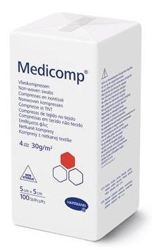 Kompresy włókninowe Medicomp niejałowe  5cm x 5cm, 100 sztuk
