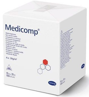 Kompresy włókninowe Medicomp, niejałowe, 10cm x 10cm, 100 sztuk