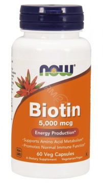 NOW Foods Biotyna 5 (2,5) mg, 60 kapsułek
