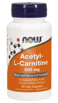 NOW Foods Acetyl-L-Carnitine 500 mg, 50 kapsułek