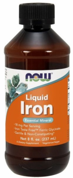 NOW Foods Iron Liquid – Żelazo chelat w płynie, 237 ml