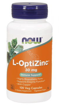 NOW Foods L- OptiZinc 30 mg – chelat cynku i miedzi, 100 kapsułek