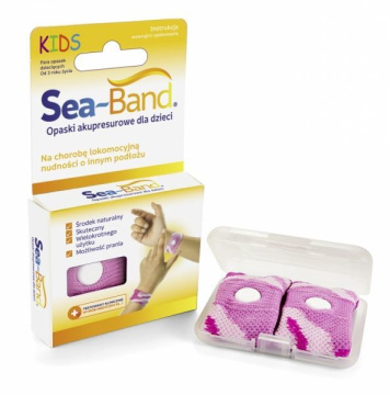 Sea-band opaska akupresorowa przeciw mdłościom dla dzieci różowa,1 para