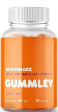 Gummley Odporność żelki z witaminą D3 i cynkiem  smak pomarańczowy, 60 sztuk