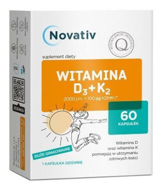 Novativ Witamina D3+K2, 60 kapsułek