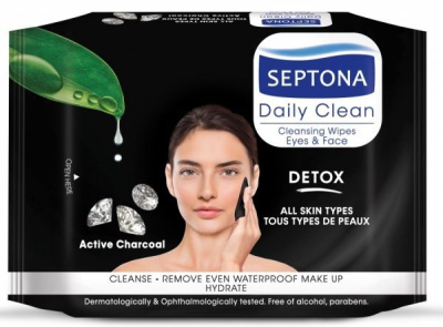 Septona Daily Clean Detox chusteczki do demakijażu z aktywnym węglem, 20 szt