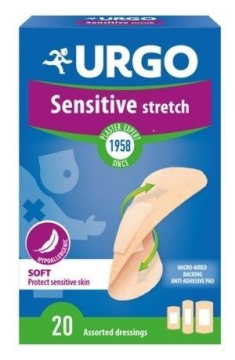 URGO Sensitive Stretch plastry z opatrunkiem, 20 szt