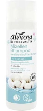 Alviana, szampon micelarny z organiczną bawełną, delikatnie oczyszczający, 200ml
