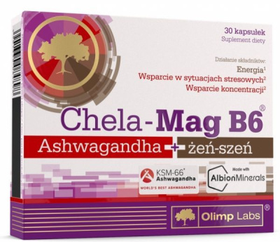 Olimp chela-mag b6 Ashwagandha + żeń-szeń, 30 kapsułek