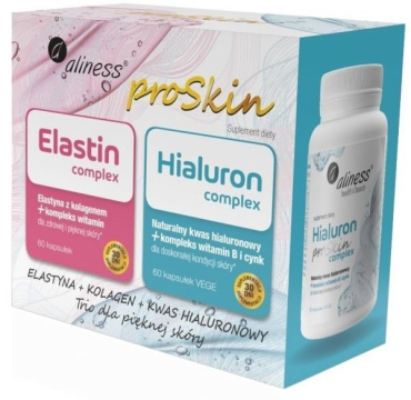 Aliness zestaw ProSkin - Elastin Complex + Hialuron Complex,   2 x 60 kapsułek