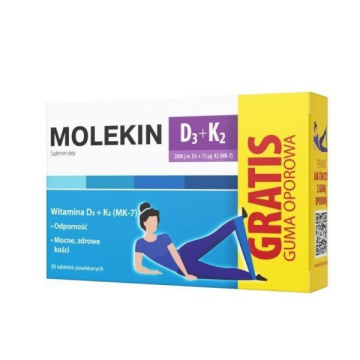 Molekin D3 + K2, 30 tabl powlekanych + guma oporowa GRATIS