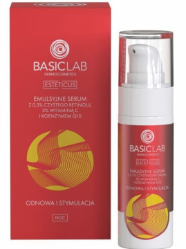 Basiclab Esteticus - emulsyjne serum z  0,3% retinolem, koenzymem Q10 i witaminą C 30 ml
