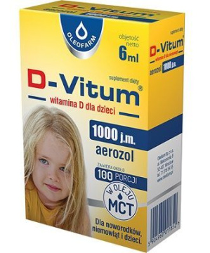 D-Vitum 1000j.m. dla dzieci od 1 roku życia i dorosłych,aerozol 6ml