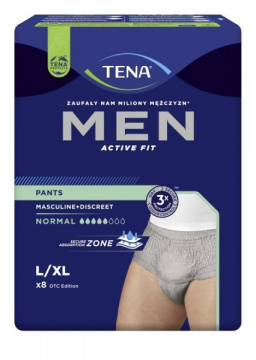 Tena Men Pants, Bielizna chłonna, Normal Grey L/XL , 8 sztuk