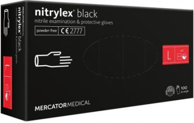 Rękawice nitrylowe, bezpudrowe NITRYLEX BLACK rozmiar L, 100 sztuk