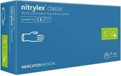 Rękawice nitrylowe, bezpudrowe Nitrylex classic rozmiar S, 100sztuk