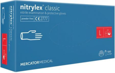 Rękawice nitrylowe, bezpudrowe Nitrylex classic rozmiar L, 100 sztuk