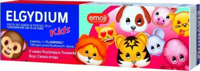 Elgydium Emoji Kids, orzeźwiająca truskawka, pasta do zębów dla dzieci 3-6 lat, 50 ml