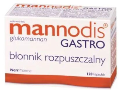Mannodis Gastro, błonnik rozpuszczalny, 120 kapsułek twardych