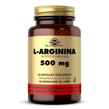 Solgar L-arginina 500 mg, 50 kapsułek