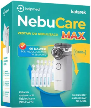 NebuCare MAX, Zestaw do nebulizacji HelpMedi, nebulizator MESH + 40 soli fizjologicznej