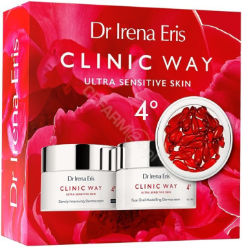 Dr Irena Eris zestaw Clinic Way 4° - lifting peptydowy dermokrem na dzień 50 ml + dermokrem na noc 50 ml + dermokapsułki rewitalizujące 30 szt