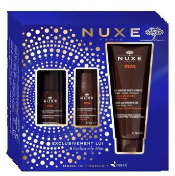 Nuxe Men zestaw żel do twarzy 50 ml + dezodorant roll-on 50 ml + żel pod prysznic 200 ml